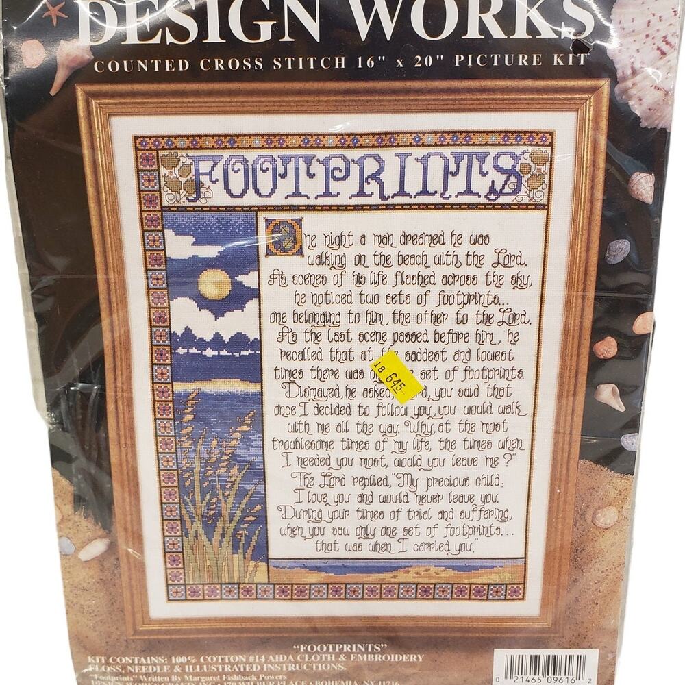 Design Works Footprints Poem Counted Cross Stitch Kit 14 Count Aida Cloth NEW